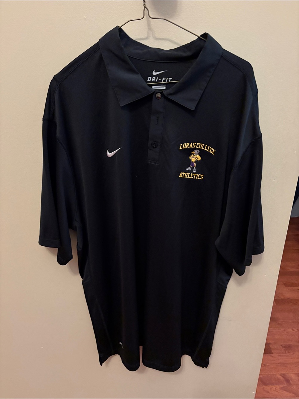 Nike Black Polo with Loras College Athletics Embroidered Logo